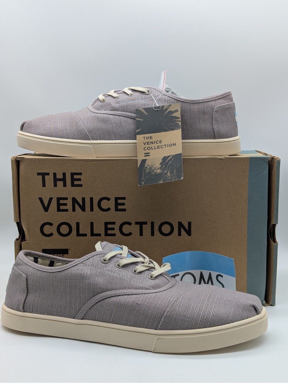 Women's Size 12 TOMS Cordones Canvas Dove Gray Heritage Cupsole Casual Shoes New
